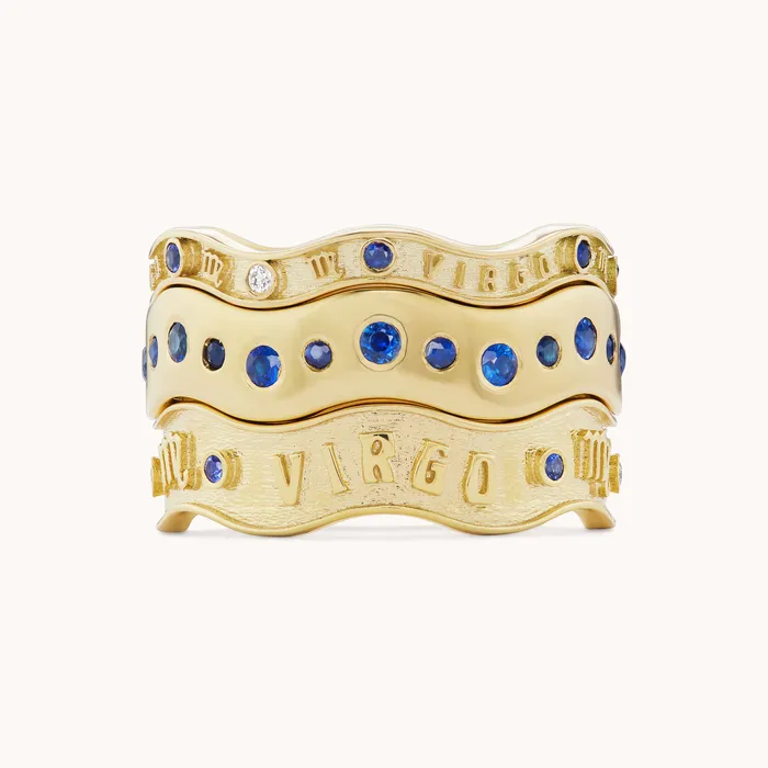 Marlo Laz Rings Blue Sapphire Wave Band V