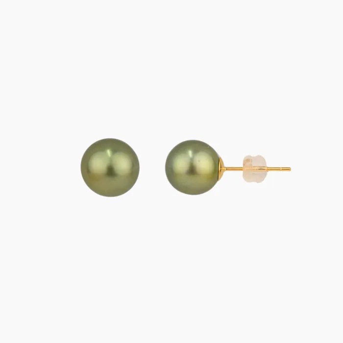 MishaHawaii Pistachio Tahitian Pearl Studs Earrings
