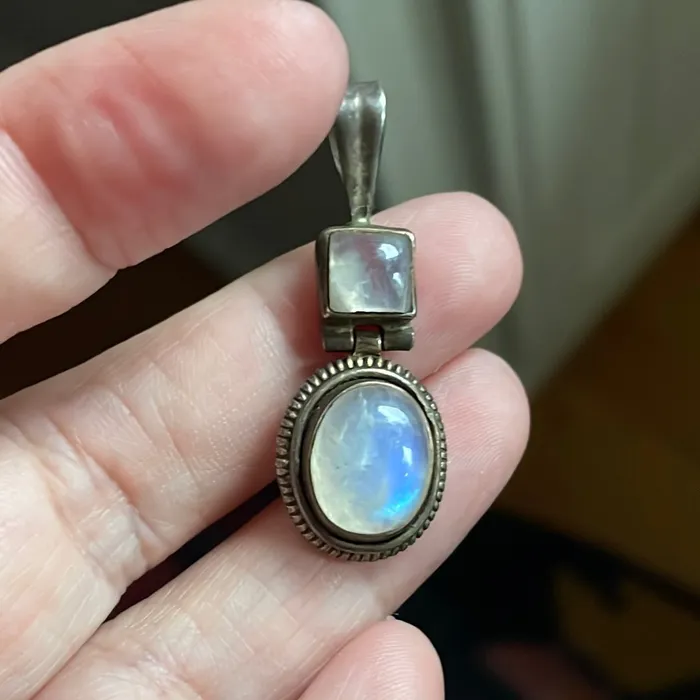 Moonstone Drop Pendant Sterling Silver Vintage Love Vintage Paris Earrings