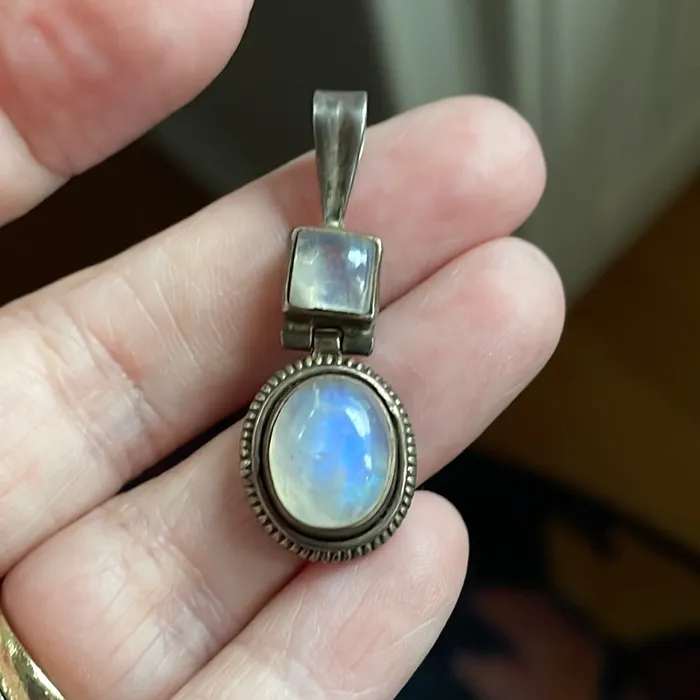 Moonstone Drop Pendant Sterling Silver Vintage Love Vintage Paris Earrings