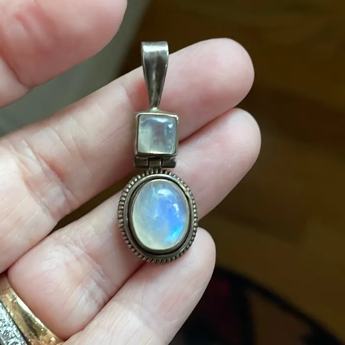 Moonstone Drop Pendant Sterling Silver Vintage Love Vintage Paris Earrings