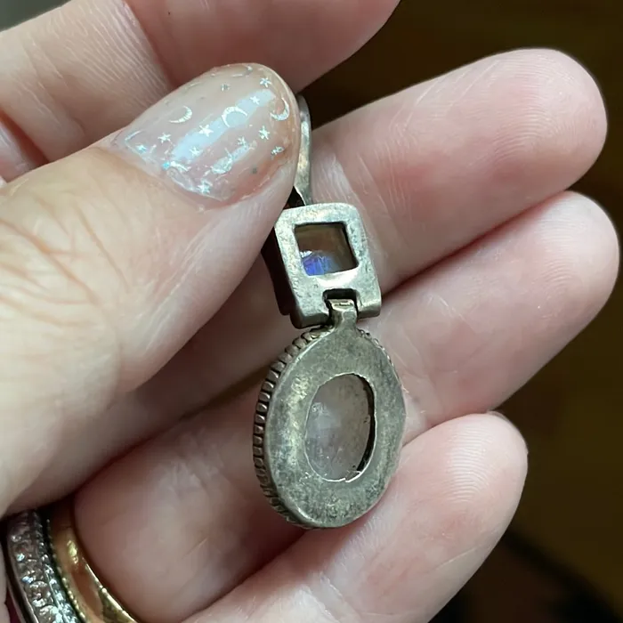 Moonstone Drop Pendant Sterling Silver Vintage Love Vintage Paris Earrings