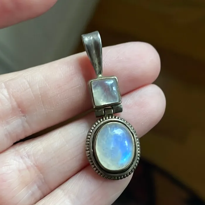 Moonstone Drop Pendant Sterling Silver Vintage Love Vintage Paris Earrings