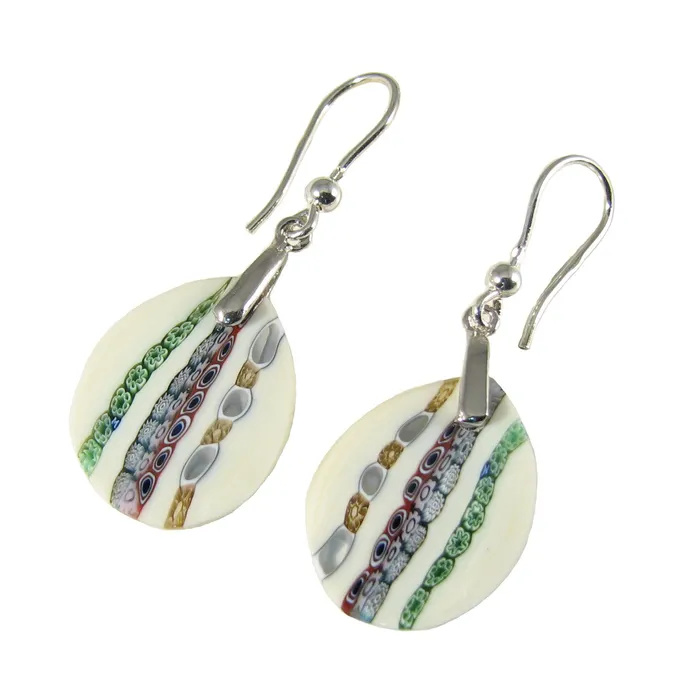 Murano glass dropshaped White earrings Inglesina Vianello Nadia Murrine di Trebbi Davide Earrings Murano glass dropshaped White earrings Inglesina Vianello Nadia Murrine di Trebbi Davide Earrings