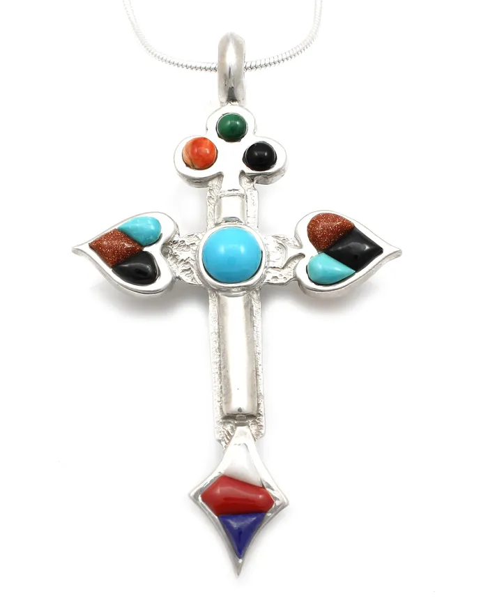 Necklaces Ben Nighthorse Saints And Sinner Cross Pendant