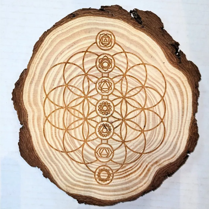 Necklaces Bliss Crystals Tree Trunk Wood Grid 65 Laser Etched K202