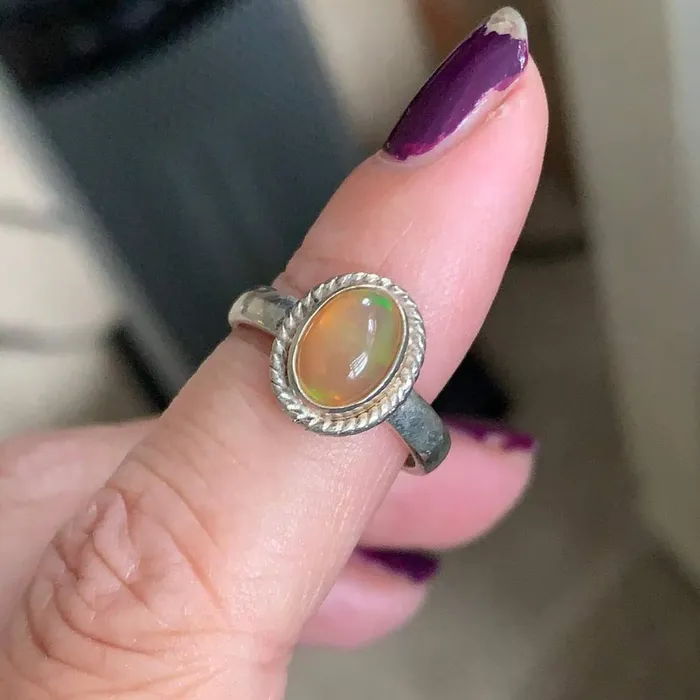 Opal Ring Sterling Silver Vintage Love Vintage Paris Rings