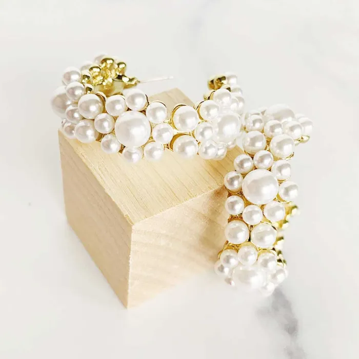 Pearl Flower Hoops ClaudiaG Earrings
