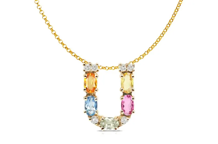 Pendant Letter U Initial 18kt Gold Albert Hern Necklaces