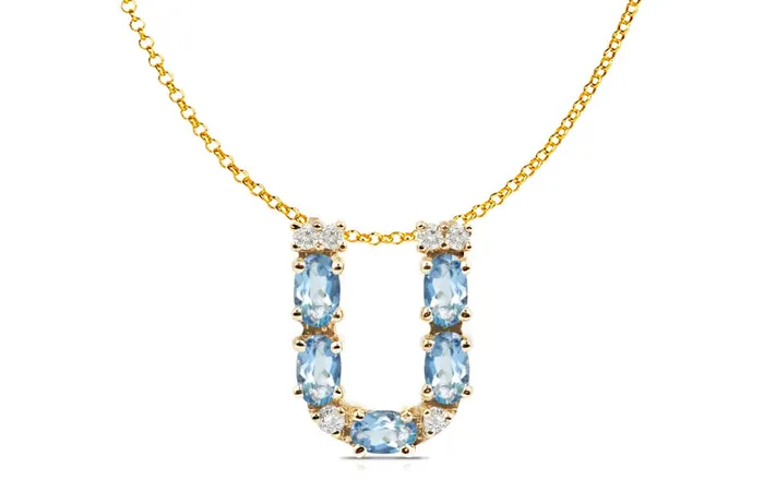 Pendant Letter U Initial 18kt Gold Albert Hern Necklaces