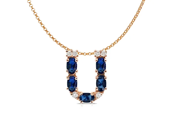 Pendant Letter U Initial 18kt Gold Albert Hern Necklaces