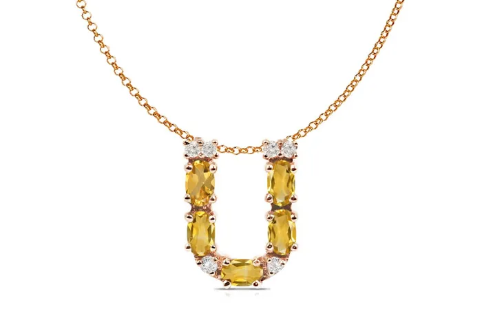 Pendant Letter U Initial 18kt Gold Albert Hern Necklaces