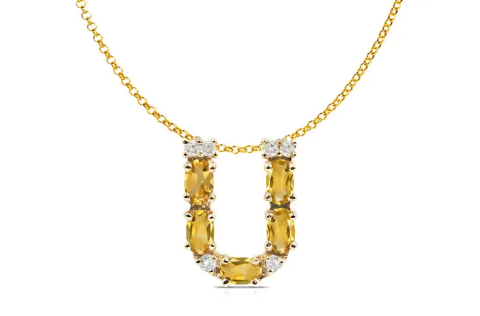 Pendant Letter U Initial 18kt Gold Albert Hern Necklaces