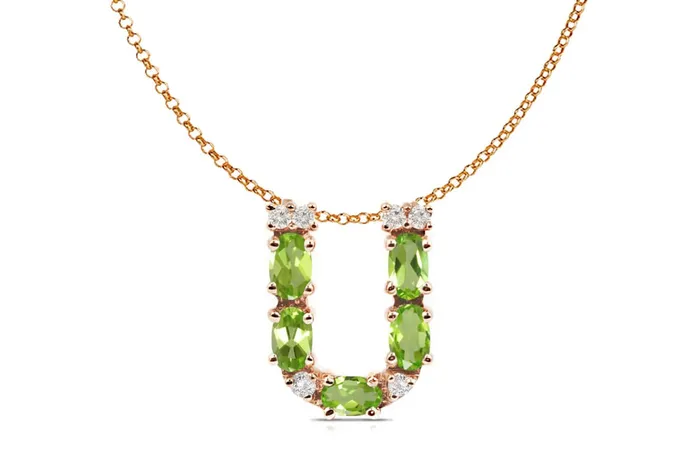 Pendant Letter U Initial 18kt Gold Albert Hern Necklaces