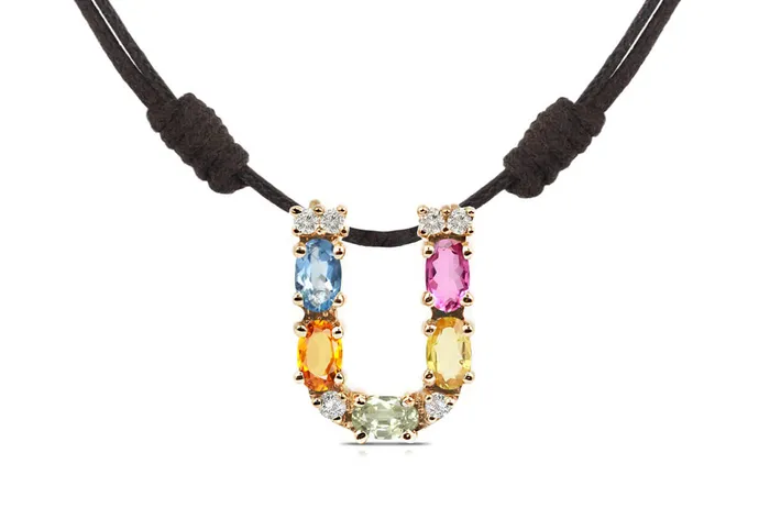 Pendant Letter U Initial 18kt Gold Albert Hern Necklaces