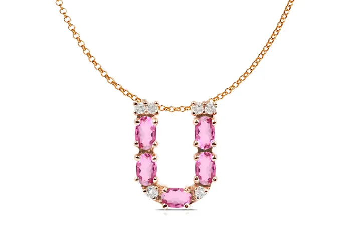 Pendant Letter U Initial 18kt Gold Albert Hern Necklaces