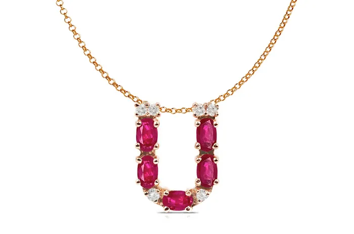 Pendant Letter U Initial 18kt Gold Albert Hern Necklaces