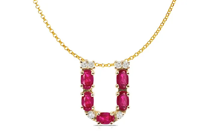 Pendant Letter U Initial 18kt Gold Albert Hern Necklaces
