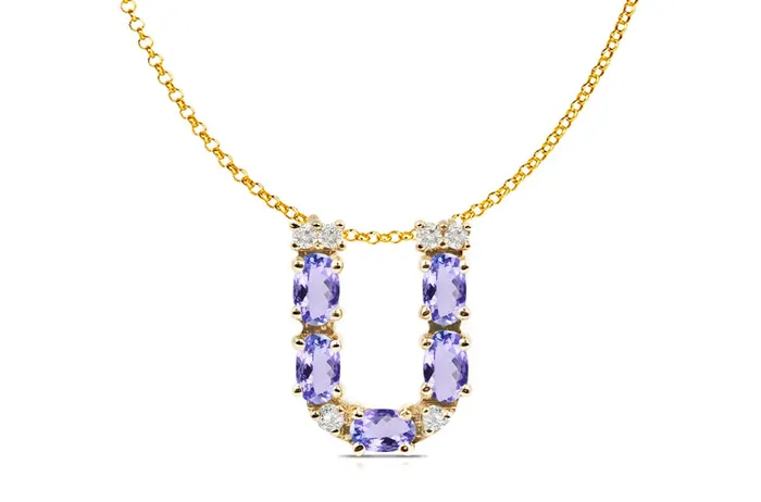 Pendant Letter U Initial 18kt Gold Albert Hern Necklaces