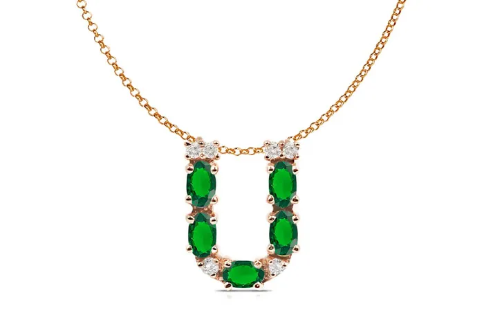 Pendant Letter U Initial 18kt Gold Albert Hern Necklaces