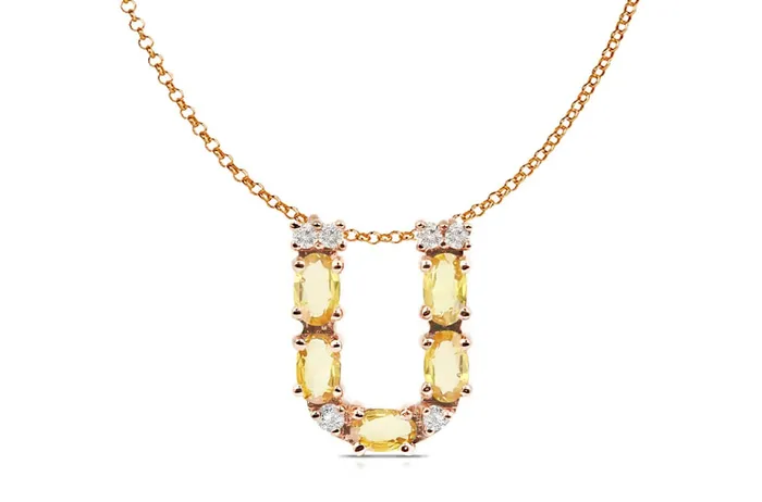 Pendant Letter U Initial 18kt Gold Albert Hern Necklaces