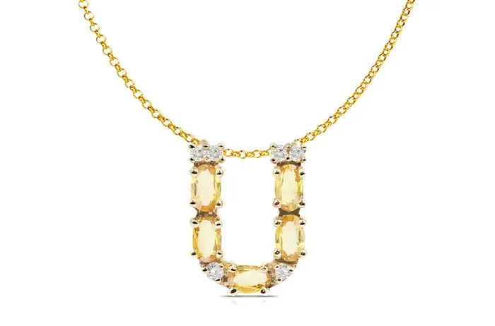 Pendant Letter U Initial 18kt Gold Albert Hern Necklaces