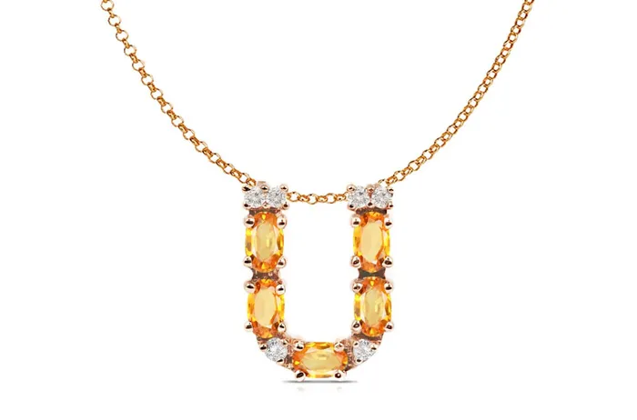 Pendant Letter U Initial 18kt Gold Albert Hern Necklaces