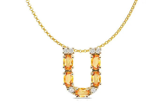 Pendant Letter U Initial 18kt Gold Albert Hern Necklaces
