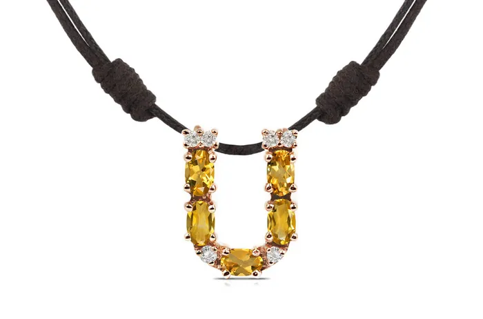 Pendant Letter U Initial 18kt Gold Albert Hern Necklaces
