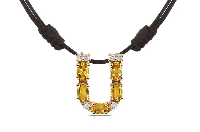 Pendant Letter U Initial 18kt Gold Albert Hern Necklaces