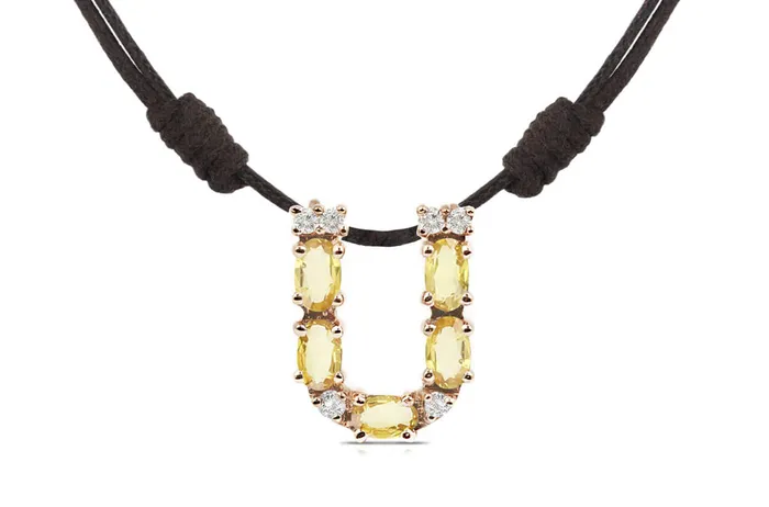 Pendant Letter U Initial 18kt Gold Albert Hern Necklaces