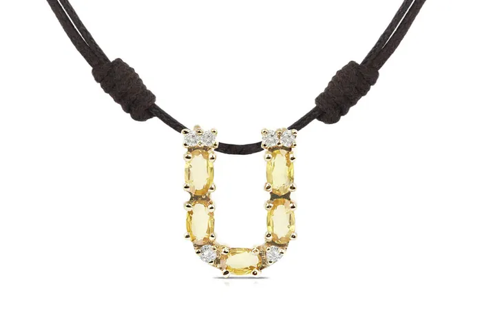 Pendant Letter U Initial 18kt Gold Albert Hern Necklaces