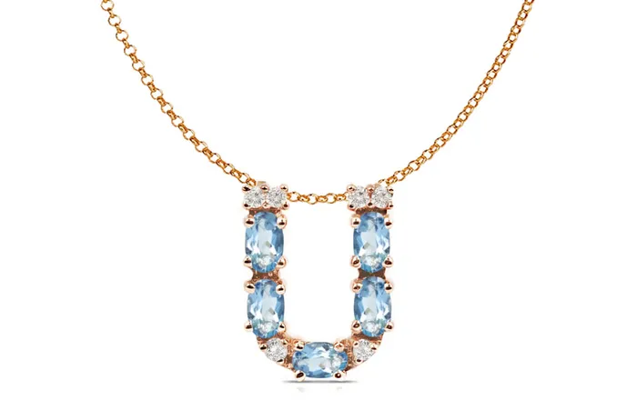 Pendant Letter U Initial 18kt Gold Albert Hern Necklaces