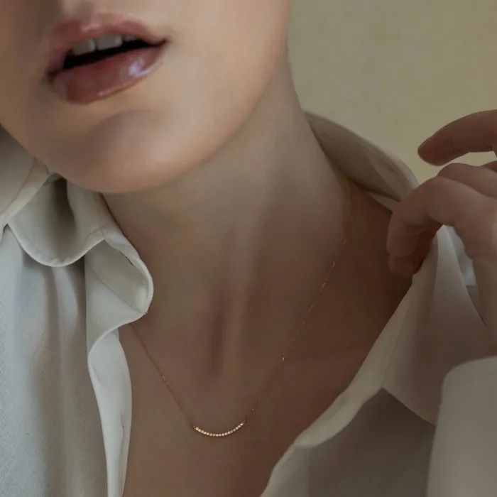 PRMAL Necklaces Pave Long Curve Necklace PRMAL Necklaces Pave Long Curve Necklace