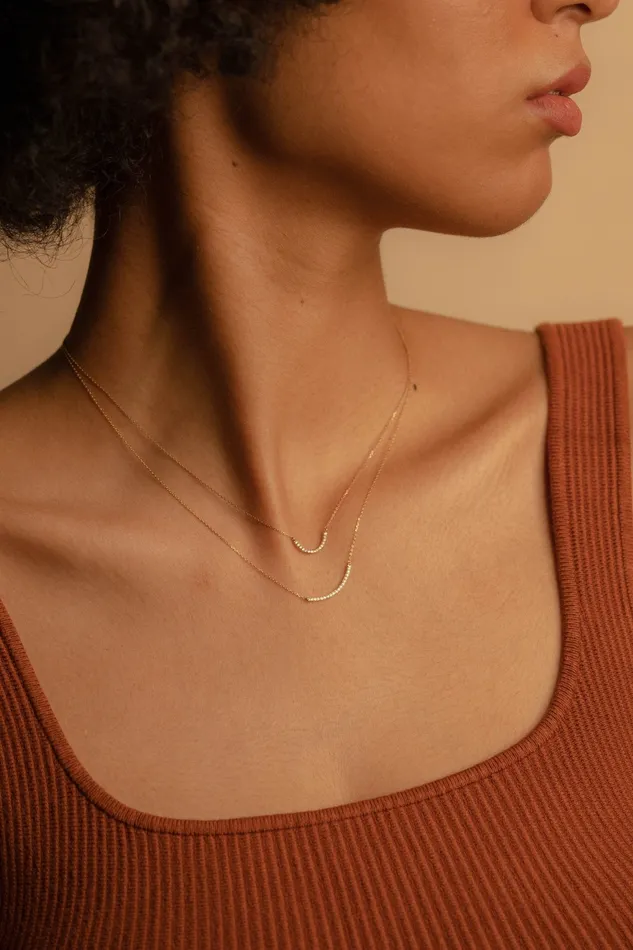 PRMAL Necklaces Pave Long Curve Necklace PRMAL Necklaces Pave Long Curve Necklace
