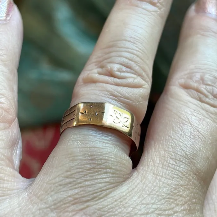 Rings Love Vintage Paris Angled Cigar Band 10k Rose Gold Antique