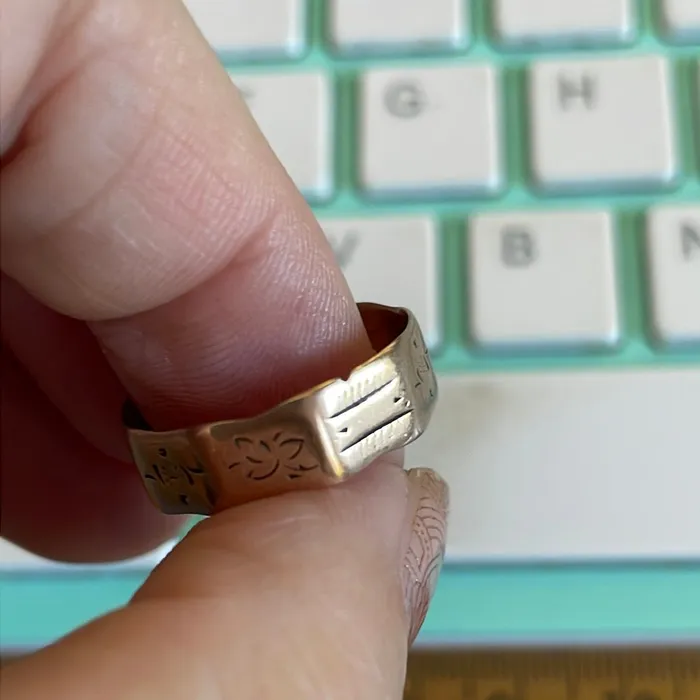 Rings Love Vintage Paris Angled Cigar Band 10k Rose Gold Antique