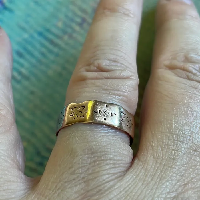 Rings Love Vintage Paris Angled Cigar Band 10k Rose Gold Antique