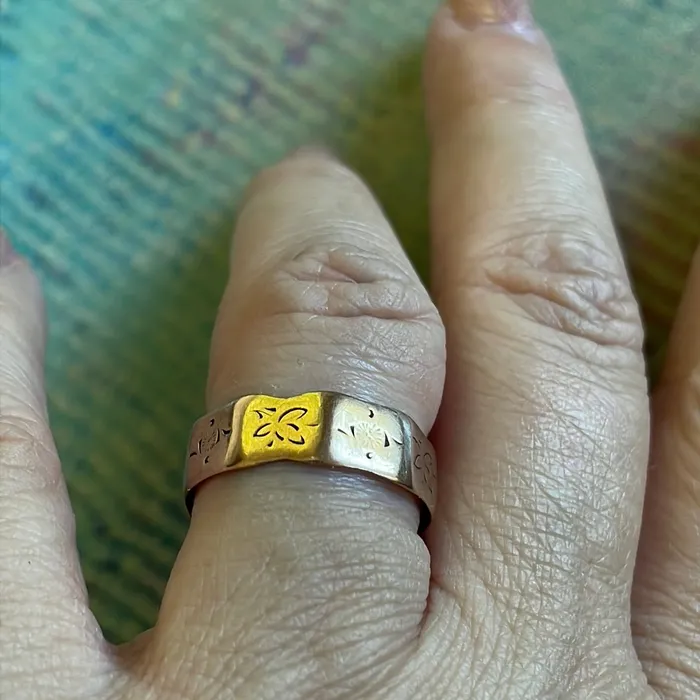 Rings Love Vintage Paris Angled Cigar Band 10k Rose Gold Antique