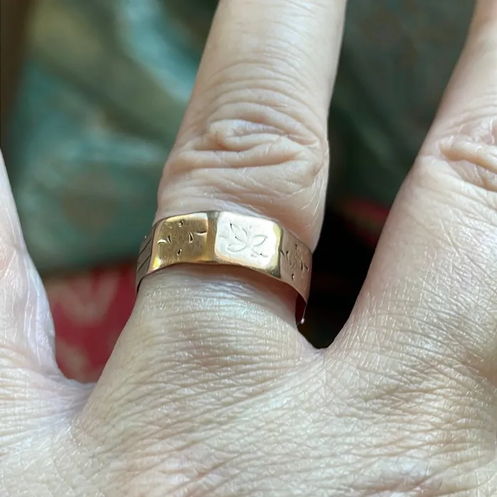 Rings Love Vintage Paris Angled Cigar Band 10k Rose Gold Antique