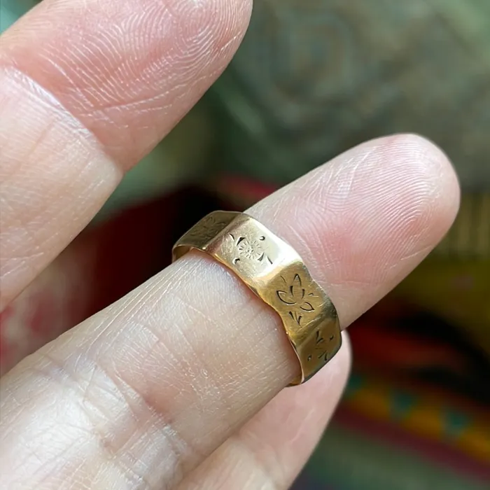 Rings Love Vintage Paris Angled Cigar Band 10k Rose Gold Antique