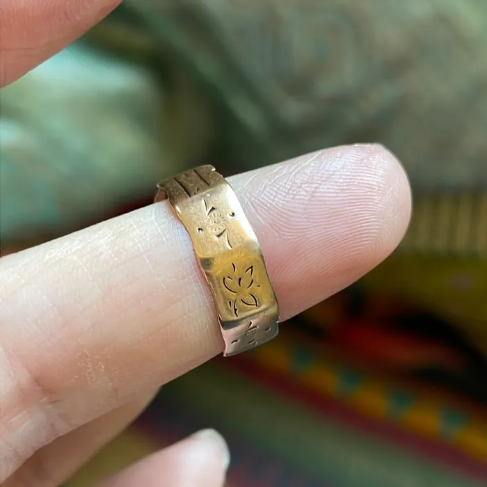 Rings Love Vintage Paris Angled Cigar Band 10k Rose Gold Antique