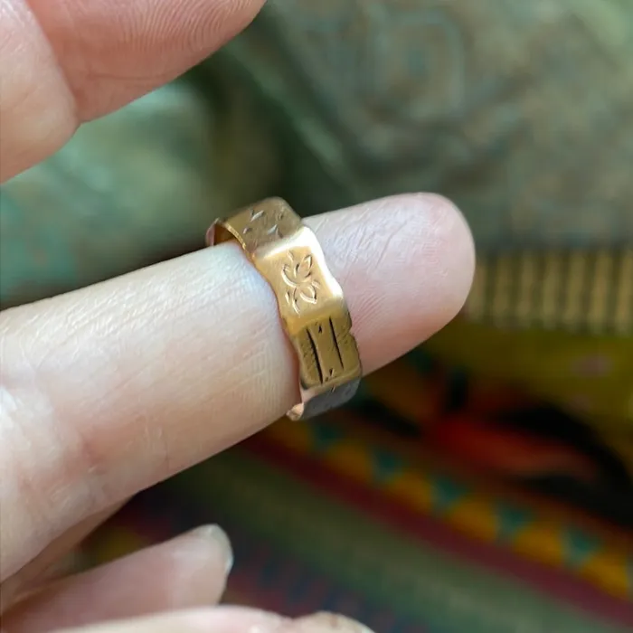 Rings Love Vintage Paris Angled Cigar Band 10k Rose Gold Antique
