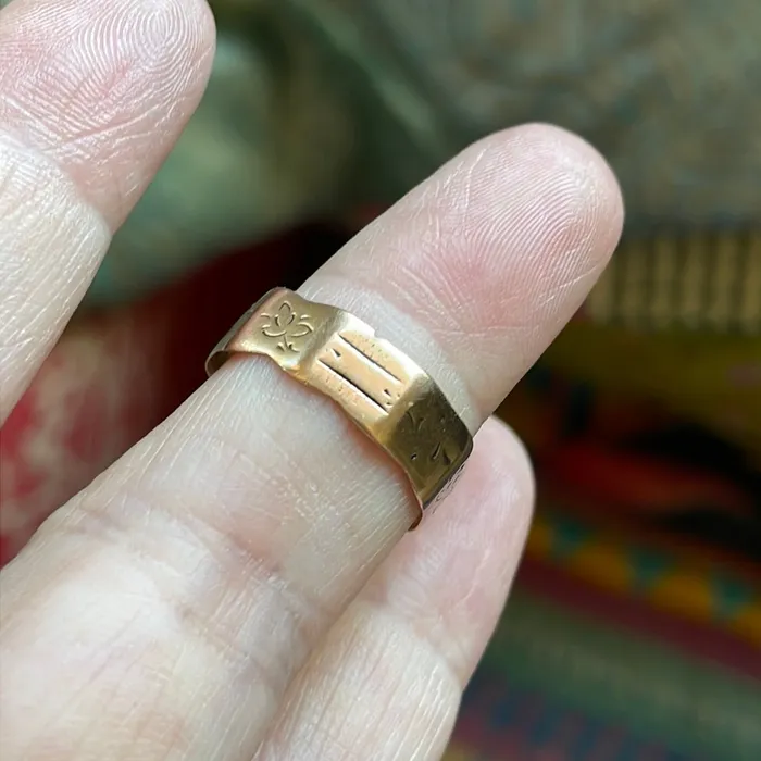 Rings Love Vintage Paris Angled Cigar Band 10k Rose Gold Antique