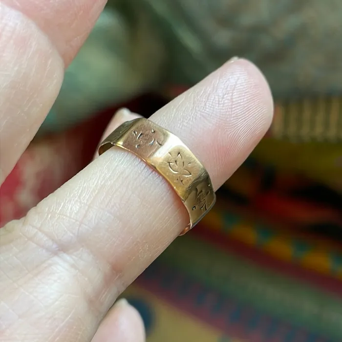 Rings Love Vintage Paris Angled Cigar Band 10k Rose Gold Antique