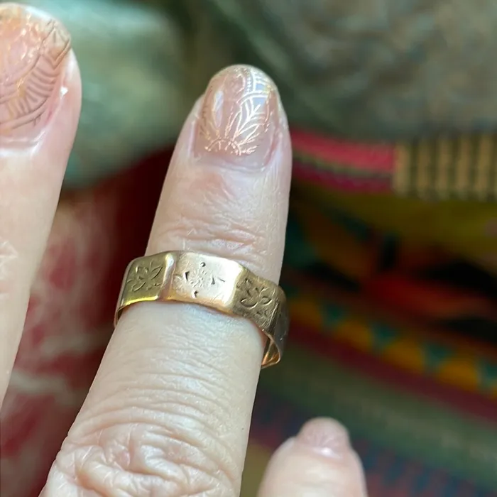 Rings Love Vintage Paris Angled Cigar Band 10k Rose Gold Antique