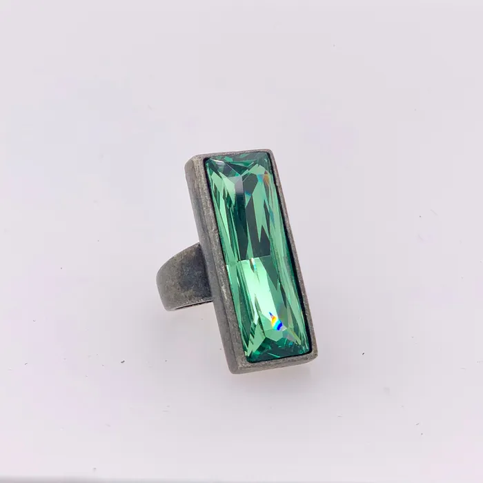 Single Rectangle Crystal Ring Rebel Designs Inc Rings