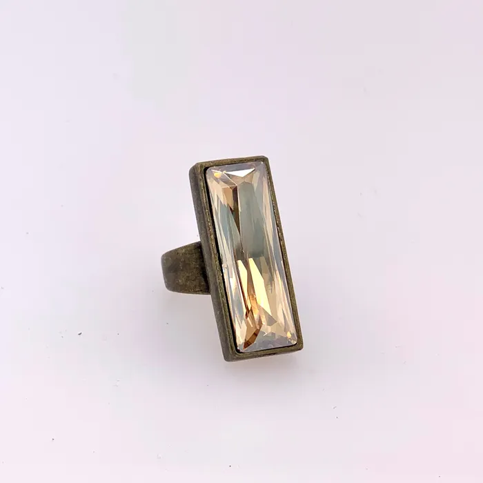 Single Rectangle Crystal Ring Rebel Designs Inc Rings