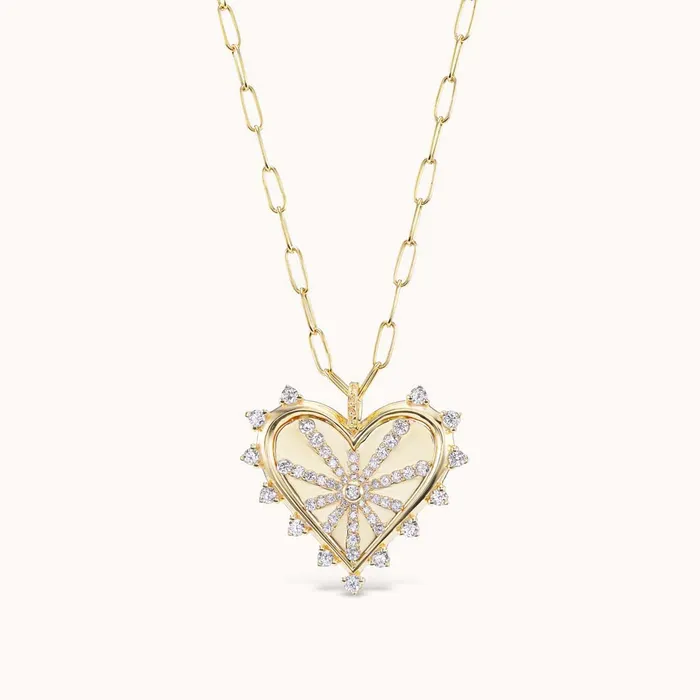 Small Spiked Heart Pav Necklace Marlo Laz Necklaces