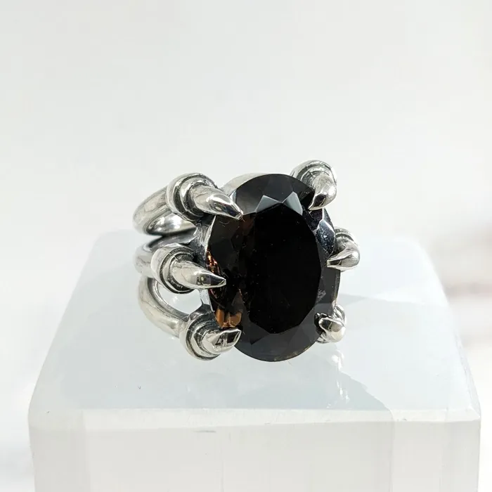 Smoky Quartz Jumbo SS Claw Ring Sz 75 LV1725 Bliss Crystals Rings